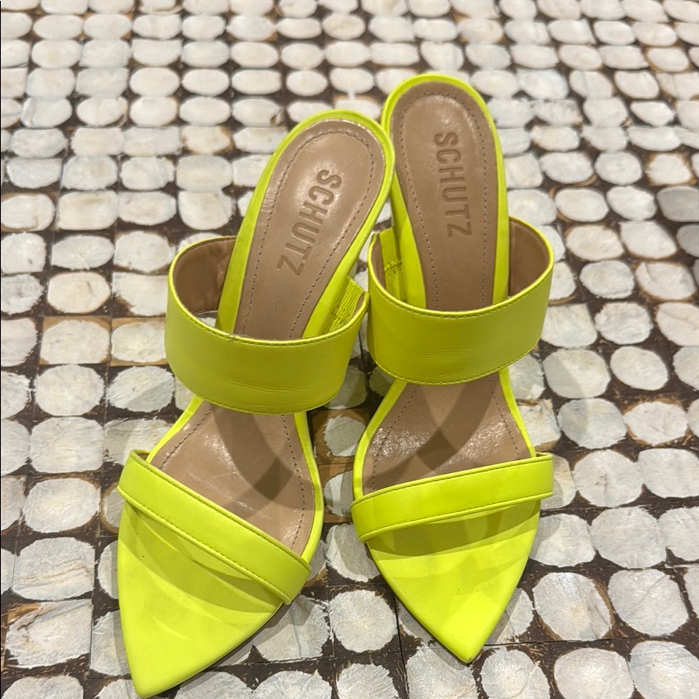 SCHUTZ Neon Yellow wedges Bold Straps
